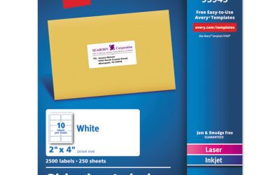 White Shipping Labels-Bulk Packs, Inkjet/laser Printers, 2 X 4, White, 10/sheet, 250 Sheets/box
