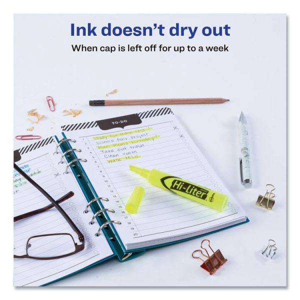 Hi-Liter Desk-Style Highlighter Value Pack, Fluorescent Yellow Ink, Chisel Tip, Yellow/black Barrel, 36/box - Image 5