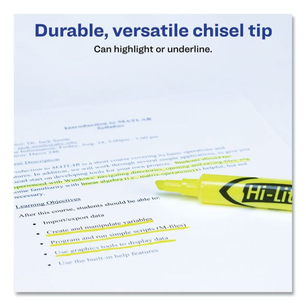 Hi-Liter Desk-Style Highlighter Value Pack, Fluorescent Yellow Ink, Chisel Tip, Yellow/black Barrel, 36/box - Image 3