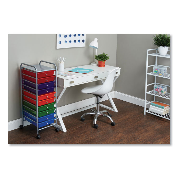 Portable Drawer Organizer, Metal, 1 Shelf, 10 Drawers, 13" x 15.38" x 37.75", Matte Gray/Assorted - Image 4