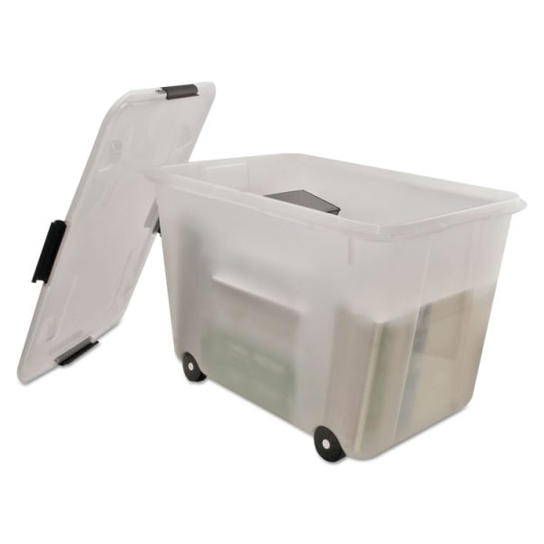 Rolling 15-Gal. Storage Box, Letter/legal Files, 23.75" X 15.75" X 15.75", Clear - Image 2