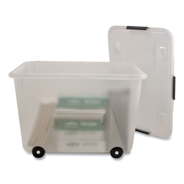 Rolling 15-Gal. Storage Box, Letter/legal Files, 23.75" X 15.75" X 15.75", Clear - Image 4