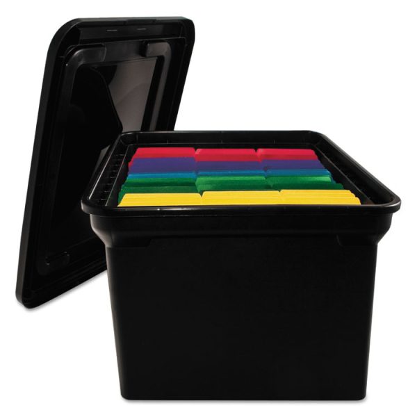 File Tote with Lid, Letter/Legal Files, 14.25" x 18" x 10.88", Black - Image 2