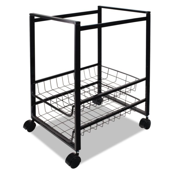 Mobile File Cart with Sliding Baskets, Metal, 2 Drawers, 1 Bin, 12.88" x 15" x 21.13", Black - Image 3