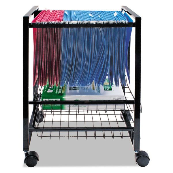 Mobile File Cart with Sliding Baskets, Metal, 2 Drawers, 1 Bin, 12.88" x 15" x 21.13", Black - Image 4