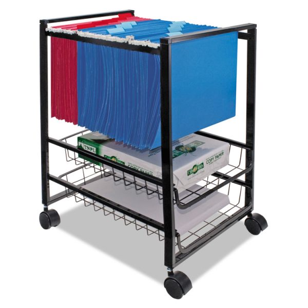 Mobile File Cart with Sliding Baskets, Metal, 2 Drawers, 1 Bin, 12.88" x 15" x 21.13", Black - Image 5