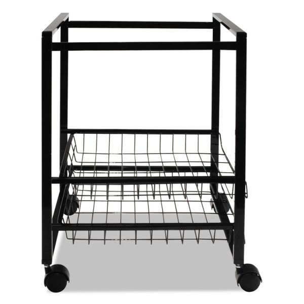 Mobile File Cart with Sliding Baskets, Metal, 2 Drawers, 1 Bin, 12.88" x 15" x 21.13", Black - Image 2