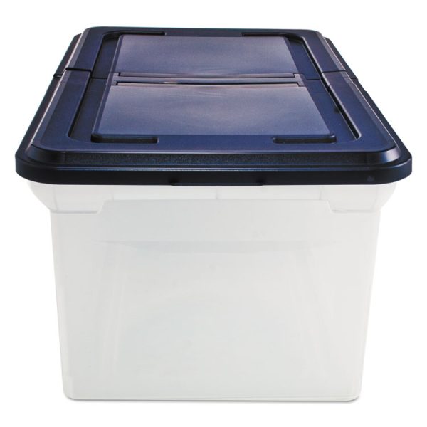 Extra-Capacity 28" File Tote, Letter Files, 23.25" X 14.25" X 10.63", Clear/navy