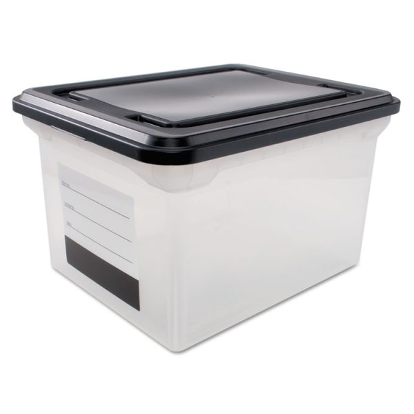 File Tote With Contents Label, Letter/legal Files, 17.75" X 14" X 10.25", Clear/black - Image 3