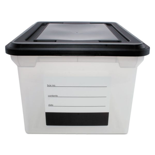 File Tote With Contents Label, Letter/legal Files, 17.75" X 14" X 10.25", Clear/black - Image 2