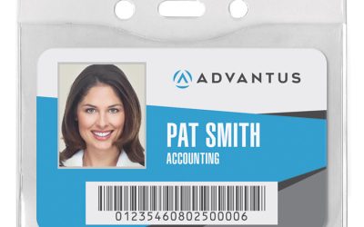 Security ID Badge Holders, Horizontal, Pre-Punched for Chain/Clip, Clear, 3.75″ x 3.25″ Holder, 3.5″ x 2.5″ Insert, 50/Box