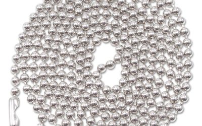 ID Badge Holder Chain, Metal Ball Chain Fastener, 36″ Long, Nickel Plated, 100/Box