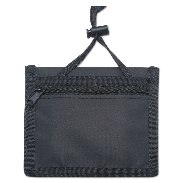 ID Badge Holders with Convention Neck Pouch, Horizontal, Black/Clear 5" x 4.25" Holder, 2.75" x 4" Insert, 48" Cord, 12/Pack - Image 2
