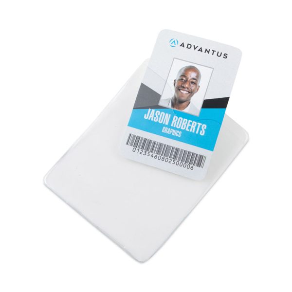 ID Badge Holders with Clip, Vertical, Clear 3.38" x 4.25" Holder, 3.13" x 3.75" Insert, 50/Pack - Image 3