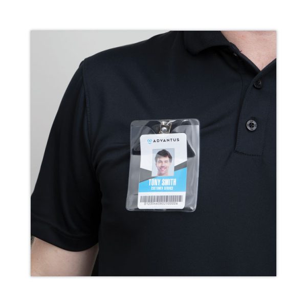 ID Badge Holders with Clip, Vertical, Clear 3.38" x 4.25" Holder, 3.13" x 3.75" Insert, 50/Pack - Image 5