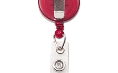 Translucent Retractable ID Card Reel, 30″ Extension, Red, 12/Pack