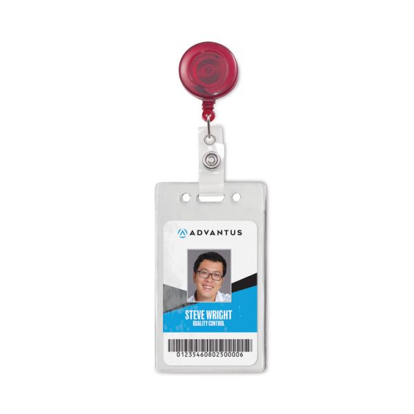 Translucent Retractable ID Card Reel, 30" Extension, Red, 12/Pack - Image 3
