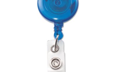 Translucent Retractable ID Card Reel, 30″ Extension, Blue, 12/Pack