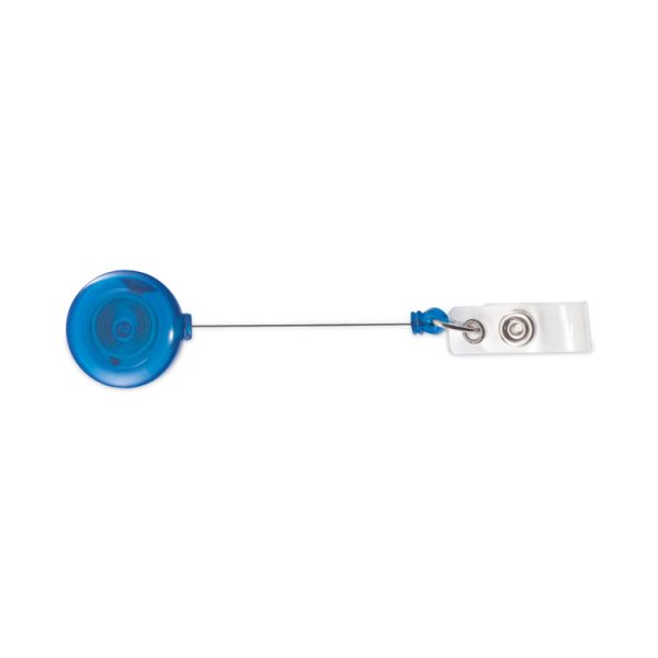 Translucent Retractable ID Card Reel, 30" Extension, Blue, 12/Pack - Image 4