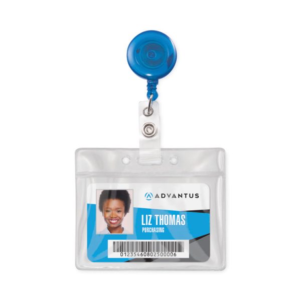 Translucent Retractable ID Card Reel, 30" Extension, Blue, 12/Pack - Image 3