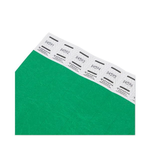 Crowd Management Wristbands, Sequentially Numbered, 9.75" x 0.75", Green, 500/Pack - Image 3