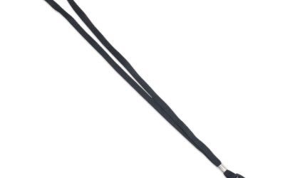 Lanyards with Retractable ID Reels, Metal Split Ring Fastener, 34″ Long, Black, 12/Pack