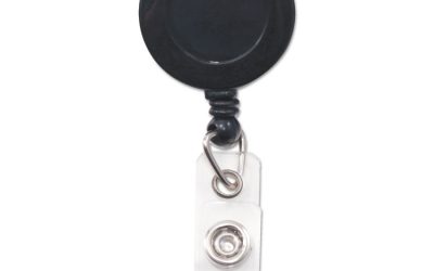 Swivel-Back Retractable Id Card Reel, 30″ Extension, Black, 12/pack