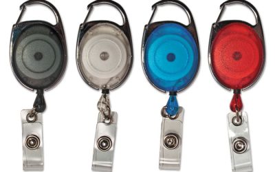 Carabiner-Style Retractable ID Card Reel, 30″ Extension, Assorted Colors, 20/Pack