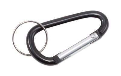 Carabiner Key Chains, (10) 1″ x 2″ Black Carabiners, (10) 1″ dia Silver Key Rings, Aluminum