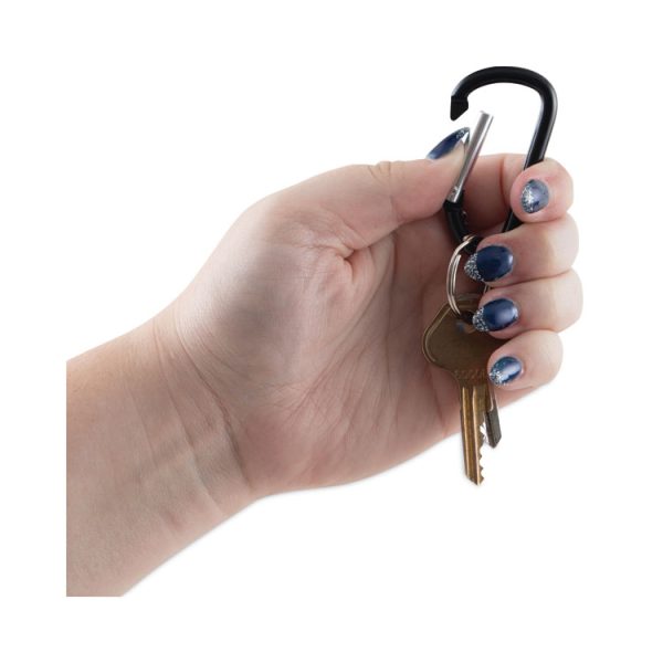 Carabiner Key Chains, (10) 1" x 2" Black Carabiners, (10) 1" dia Silver Key Rings, Aluminum - Image 5