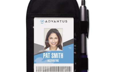 Badge Holder with Pen Loop, Vertical, Black 3.25″ x 6″ Holder, 2.75″ x 3.5″ Insert, 12/Box