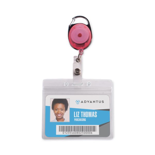 Carabiner-Style Retractable ID Card Reel, 30" Extension, Assorted Neon Colors, 20/Pack - Image 2