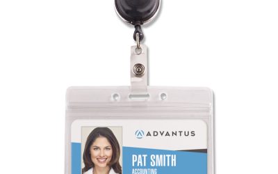 Resealable Badge Holder Combo with Badge Reel, 30″ Cord, Horizontal, Frost 4.13″ x 3.75″ Holder, 3.75″ x 2.63″ Insert, 10/PK