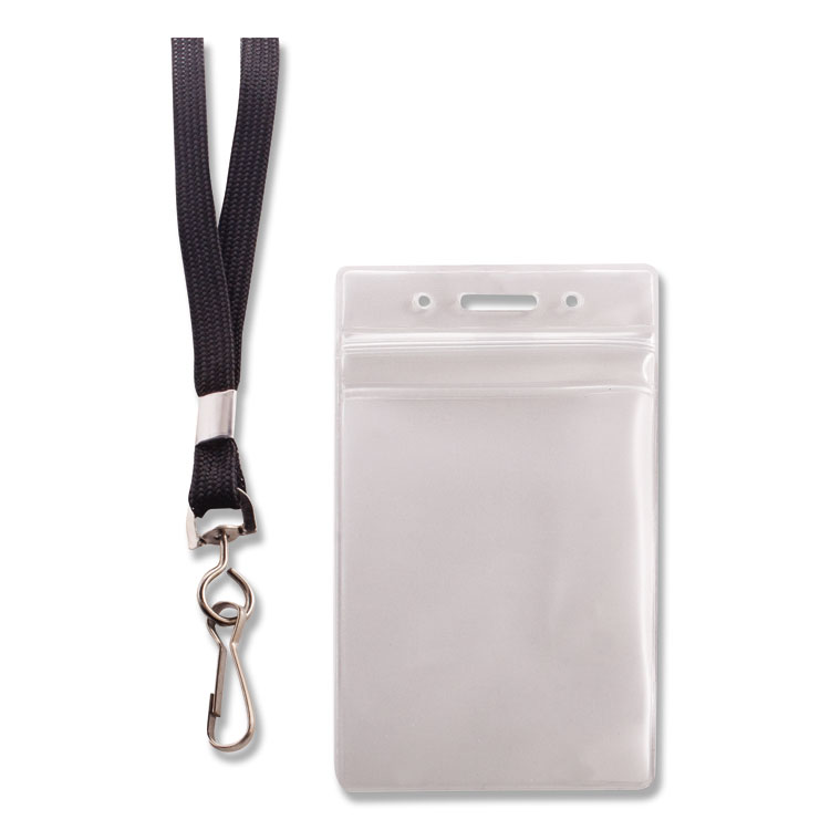Resealable Badge Holders Combo Pack, 36" Lanyard, Vertical, Transparent Frost 3.68" x 5" Holder, 2.38" x 3.75" Insert, 20/PK - Image 3