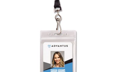 Resealable Badge Holders Combo Pack, 36″ Lanyard, Vertical, Transparent Frost 3.68″ x 5″ Holder, 2.38″ x 3.75″ Insert, 20/PK