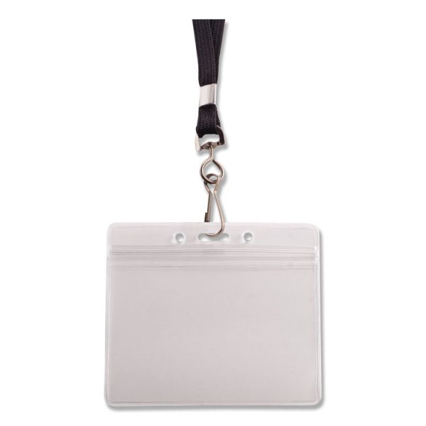 Resealable Badge Holders Combo Pack with 36" Lanyard, Horizontal, Frost 4.13" x 3.75" Holder, 3.88" x 2.63" Insert, 20/Pack - Image 2
