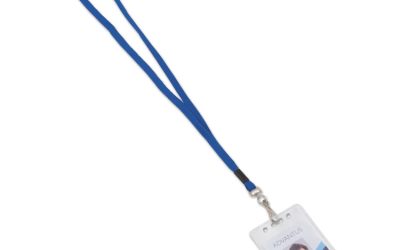 Breakaway Lanyards, Metal J-Hook Fastener, 36″ Long, Blue, 24/Box