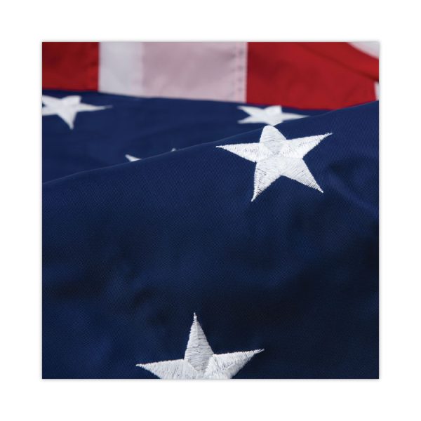 Deluxe U.S. Flag and Staff Set, 60" x 36" Flag, 8 ft Oak Staff, 2" Gold Fringe, 7" Goldtone Eagle, Heavyweight Nylon - Image 2