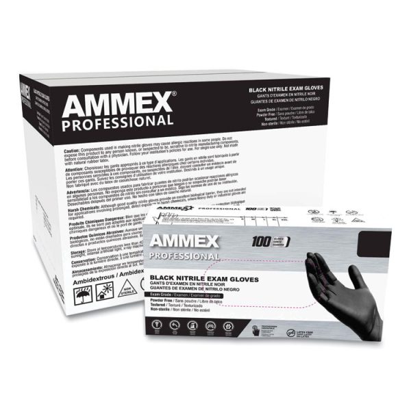 Nitrile Exam Gloves, Powder-Free, 3 mil, Small, Black, 100/Box, 10 Boxes/Carton - Image 5