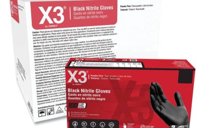 Industrial Nitrile Gloves, Powder-Free, 3 mil, 2X-Large, Black, 100/Box, 10 Boxes/Carton