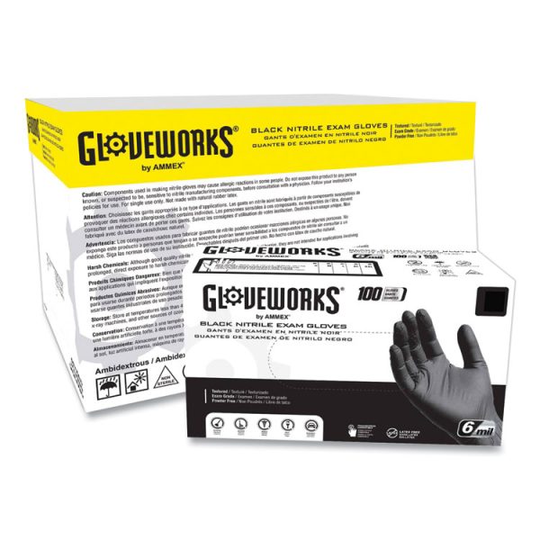 Nitrile Exam Gloves, Powder-Free, 6 mil, Small, Black, 100 Gloves/Box, 10/Carton - Image 6