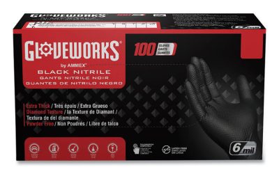 Heavy-Duty Industrial Nitrile Gloves, Powder-Free, 6 mil, Large, Black, 100 Gloves/Box, 10 Boxes/Carton