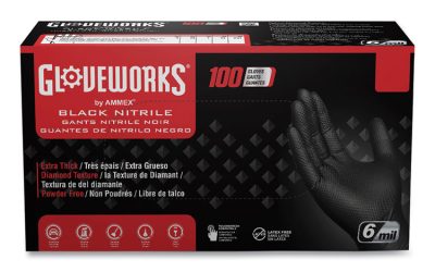 Heavy-Duty Industrial Nitrile Gloves, Powder-Free, 6 mil, X-Large, Black, 100 Gloves/Box, 10 Boxes/Carton