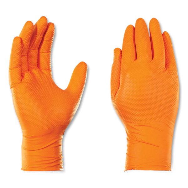 Heavy-Duty Industrial Gloves, Powder-Free, 8 mil, Large, Orange, 100 Gloves/Box, 10 Boxes/Carton - Image 2