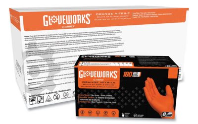 Heavy-Duty Industrial Nitrile Gloves, Powder-Free, 8 mil, X-Large, Orange, 100 Gloves/Box, 10 Boxes/Carton