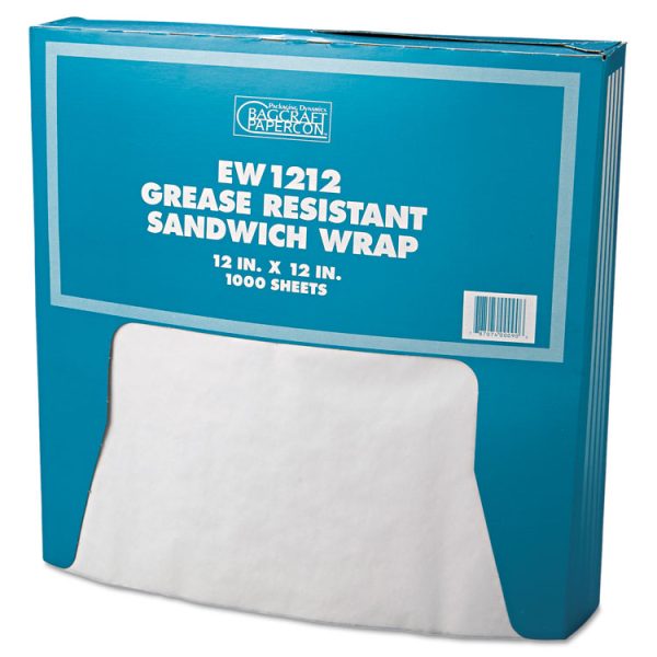 Grease-Resistant Paper Wraps And Liners, 12 X 12, White, 1,000/box, 5 Boxes/carton