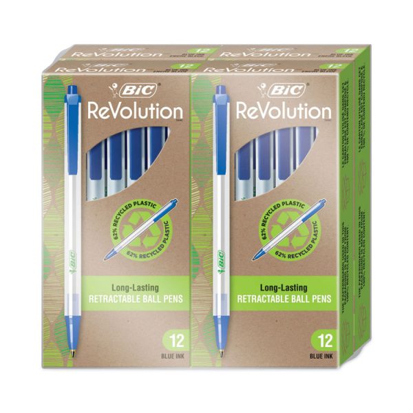 ReVolution Clic Stic Ballpoint Pen, Retractable, Medium 1 mm, Blue Ink, Translucent Frost/Blue Barrel, 48/Pack - Image 2