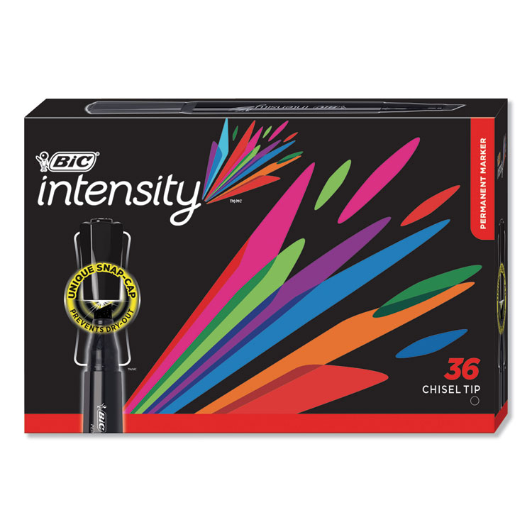 Intensity Chisel Tip Permanent Marker Value Pack, Broad Chisel Tip, Black, 36/pack - Image 2