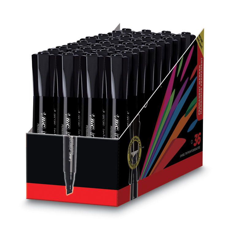 Intensity Chisel Tip Permanent Marker Value Pack, Broad Chisel Tip, Black, 36/pack - Image 3