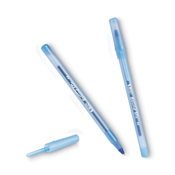 Round Stic Xtra Life Ballpoint Pen Xtra-Value Pack, Stick, Medium 1.2 mm, Blue Ink, Translucent Blue Barrel, 240/Carton - Image 3